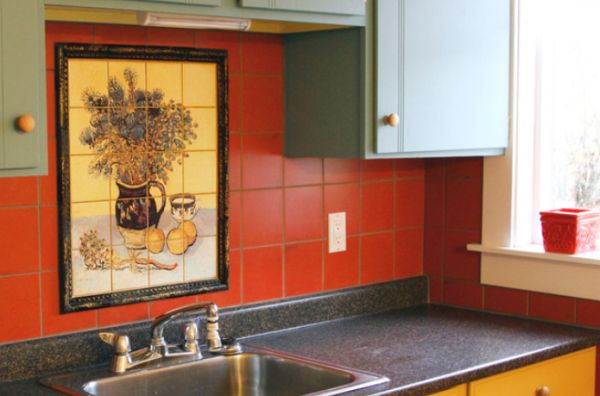 мозайка от кухненски плочки с картина на Ван Гог